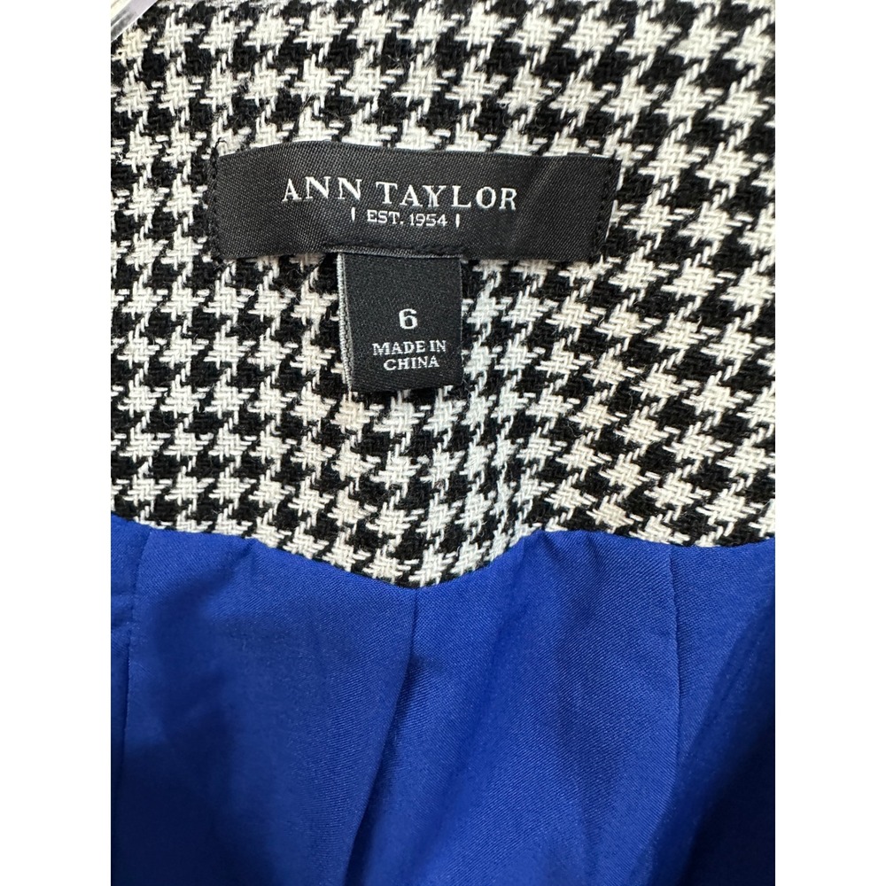 Ann Taylor Blazer Size 6 Houndstooth Herringbone Career Office Business - Picture 3 of 7